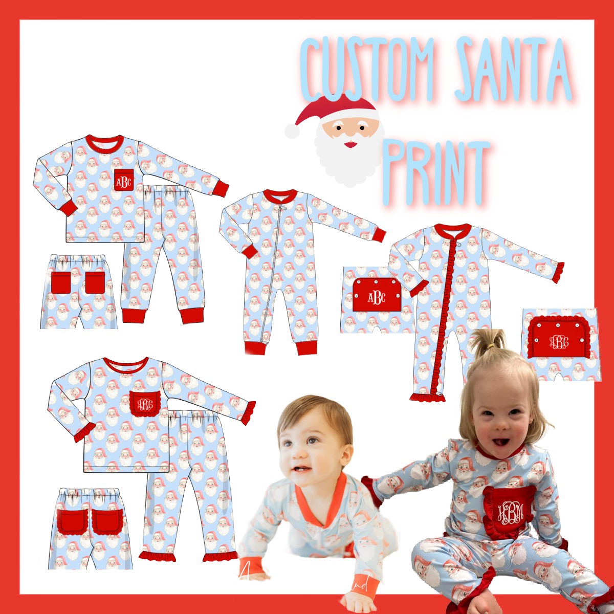 BOYS SANTA PRINT ONEPIECE (ETA END OF NOV)