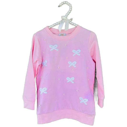 2T BOW & PEARL KNIT PULLOVER
