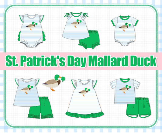 Green duck clover applique stripe collection-ETA JAN