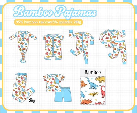 Blue dinosaur print bamboo pajamas collection-ETA JAN