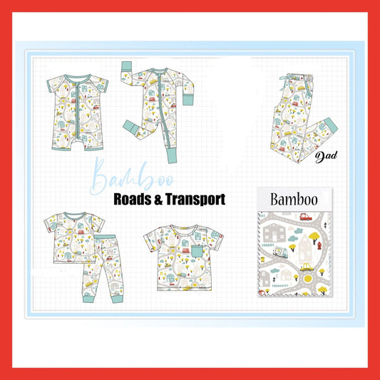Green roads & transport print bamboo collection-ETA JAN