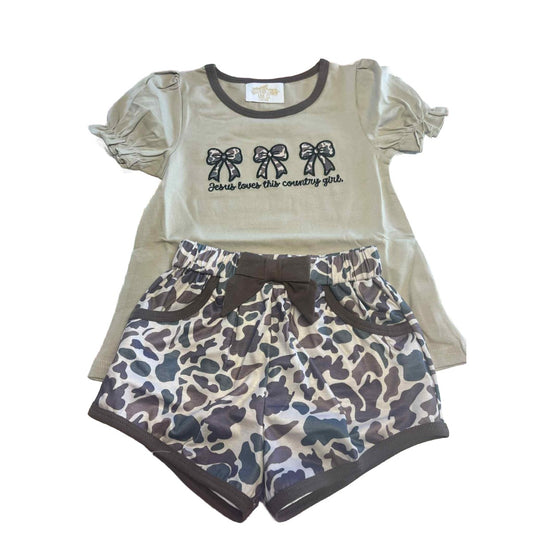 4T GIRLS JESUS LOVES COUNTRY GIRLS SHORT SET