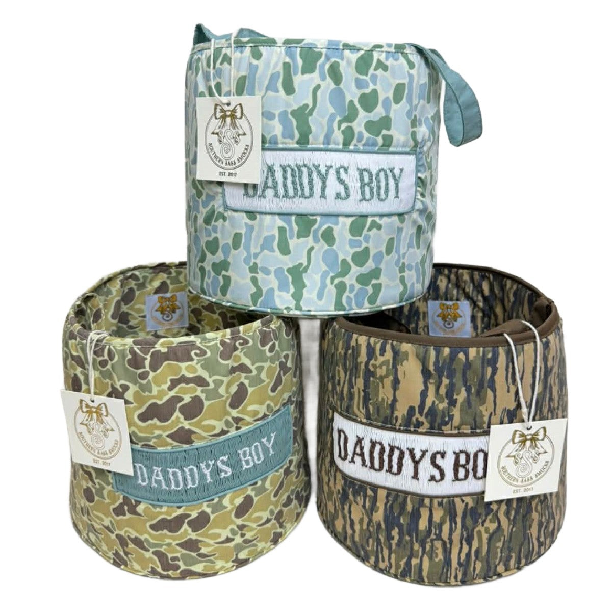 DADDYS BOY OLD CAMO NAME SMOCK BASKET