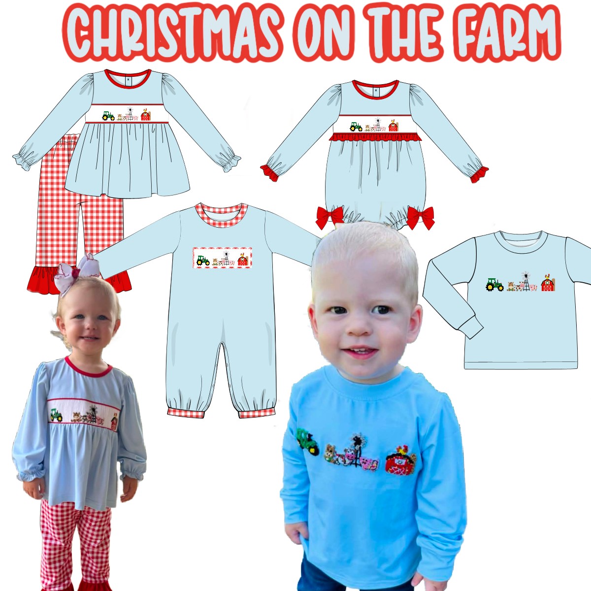 PO 105: CHRISTMAS FARM SMOCKED BUBBLE