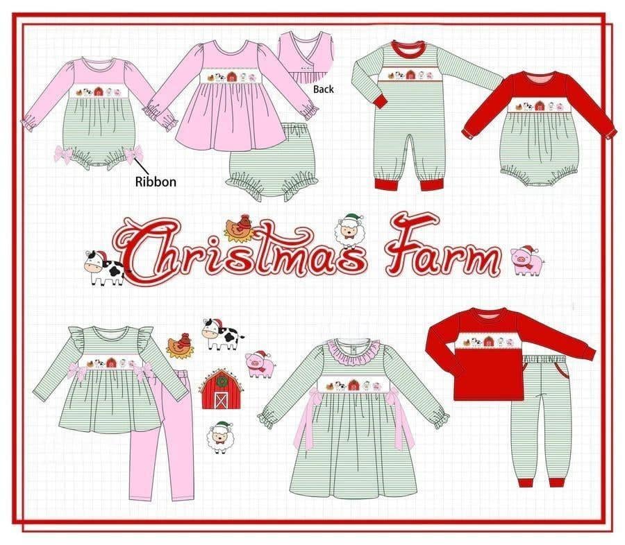 EMBROIDERY GREEN STRIPE FARM COLLECTION-ETA NOV