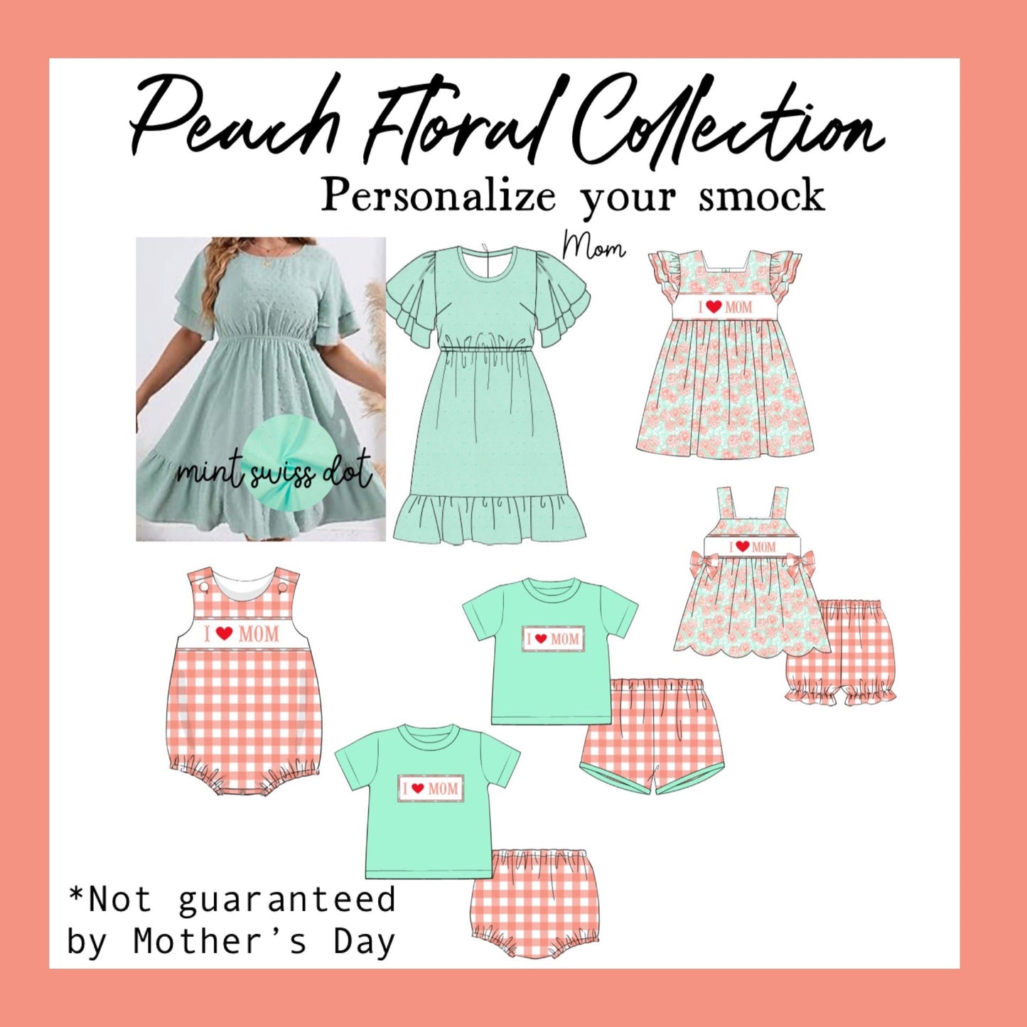 FF PEACH FLORAL NAME SMOCK COLLECTION - ETA MAY