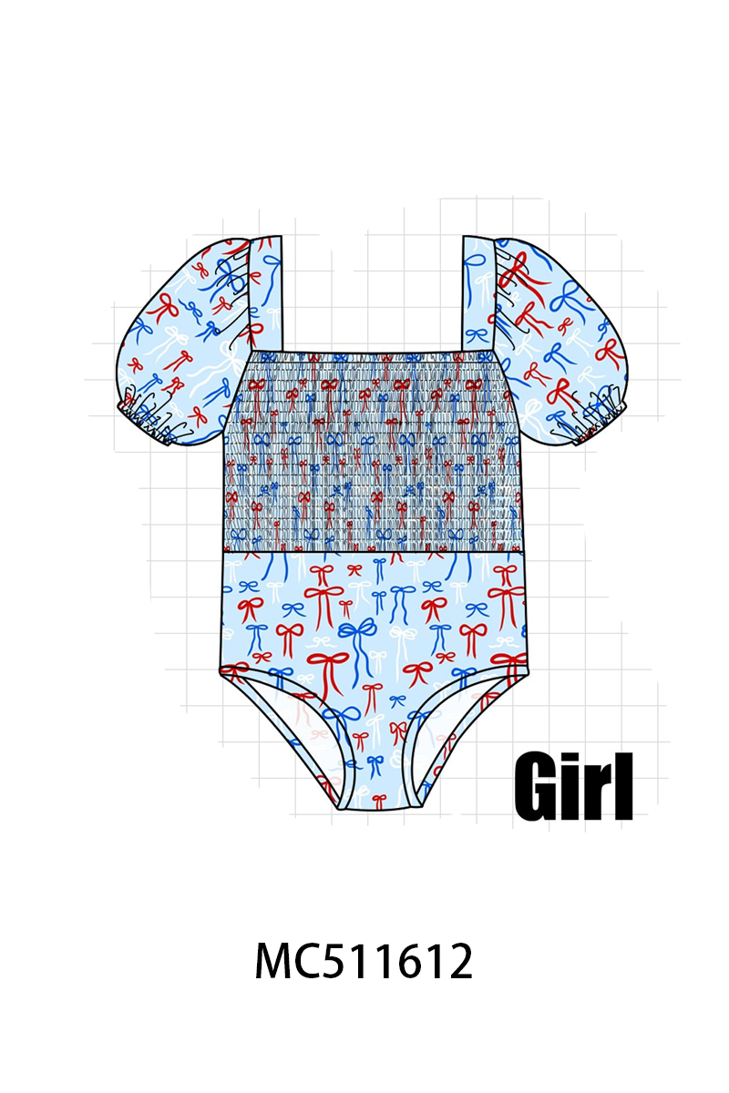 PATRIOTIC BOW SMOCKED SWIM COLLECTION - ETA MAY