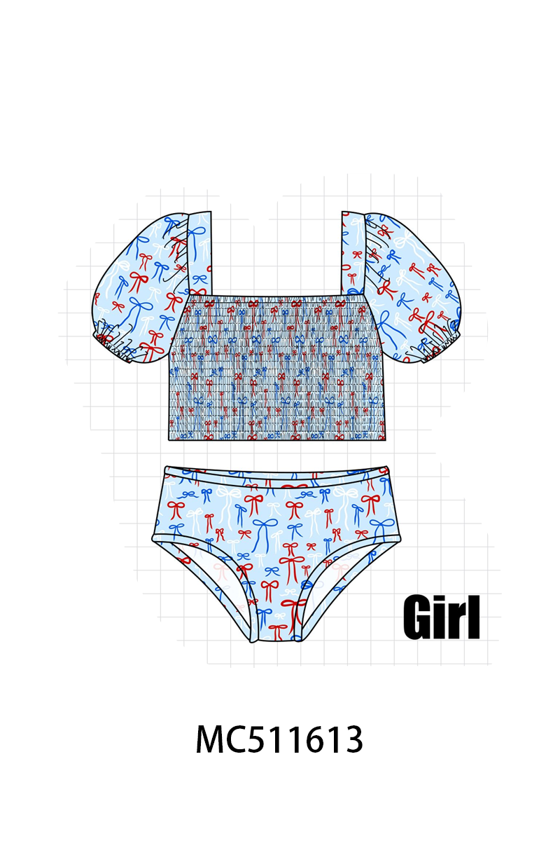 PATRIOTIC BOW SMOCKED SWIM COLLECTION - ETA MAY