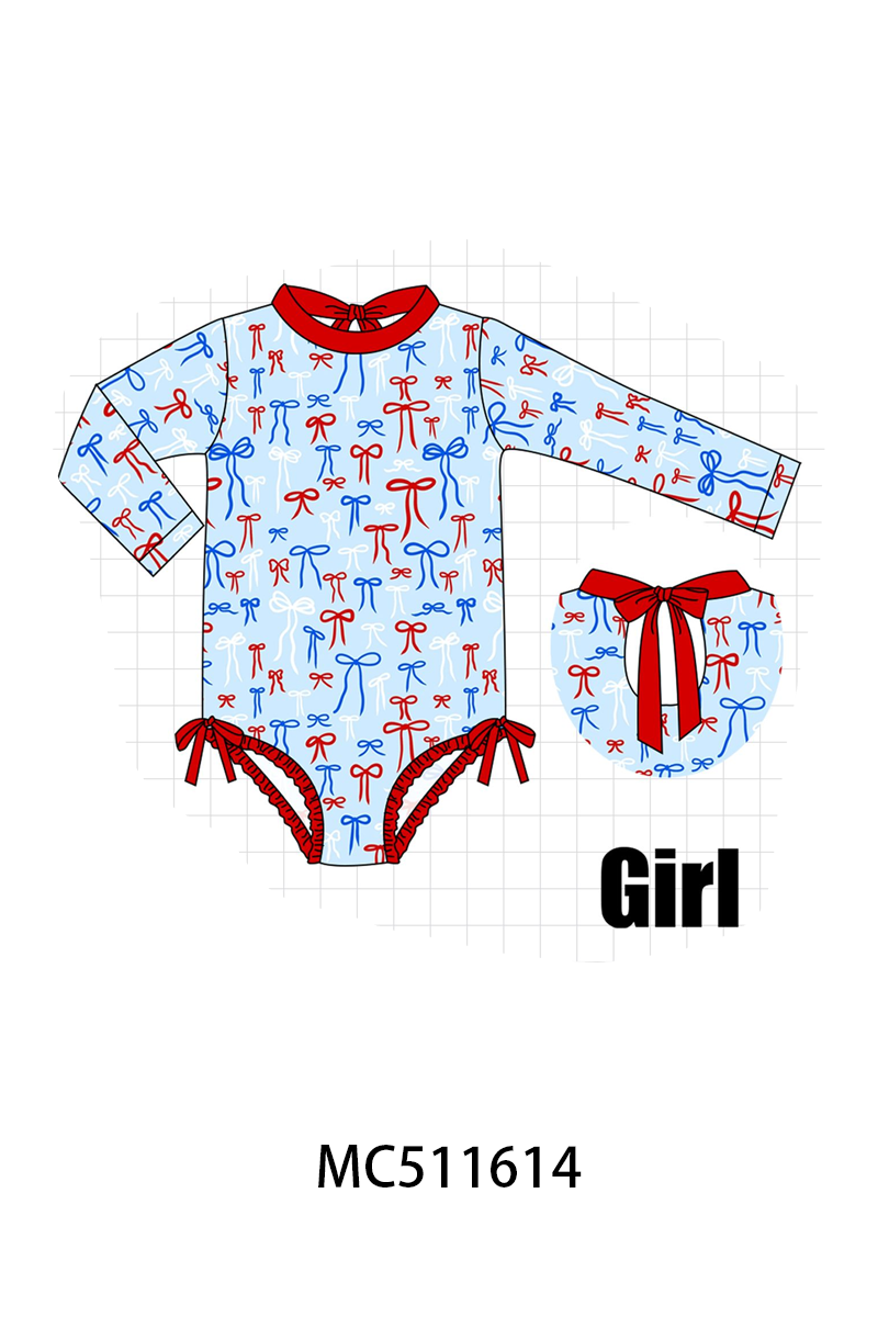 PATRIOTIC BOW SMOCKED SWIM COLLECTION - ETA MAY
