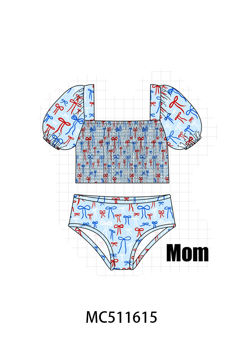 PATRIOTIC BOW SMOCKED SWIM COLLECTION - ETA MAY