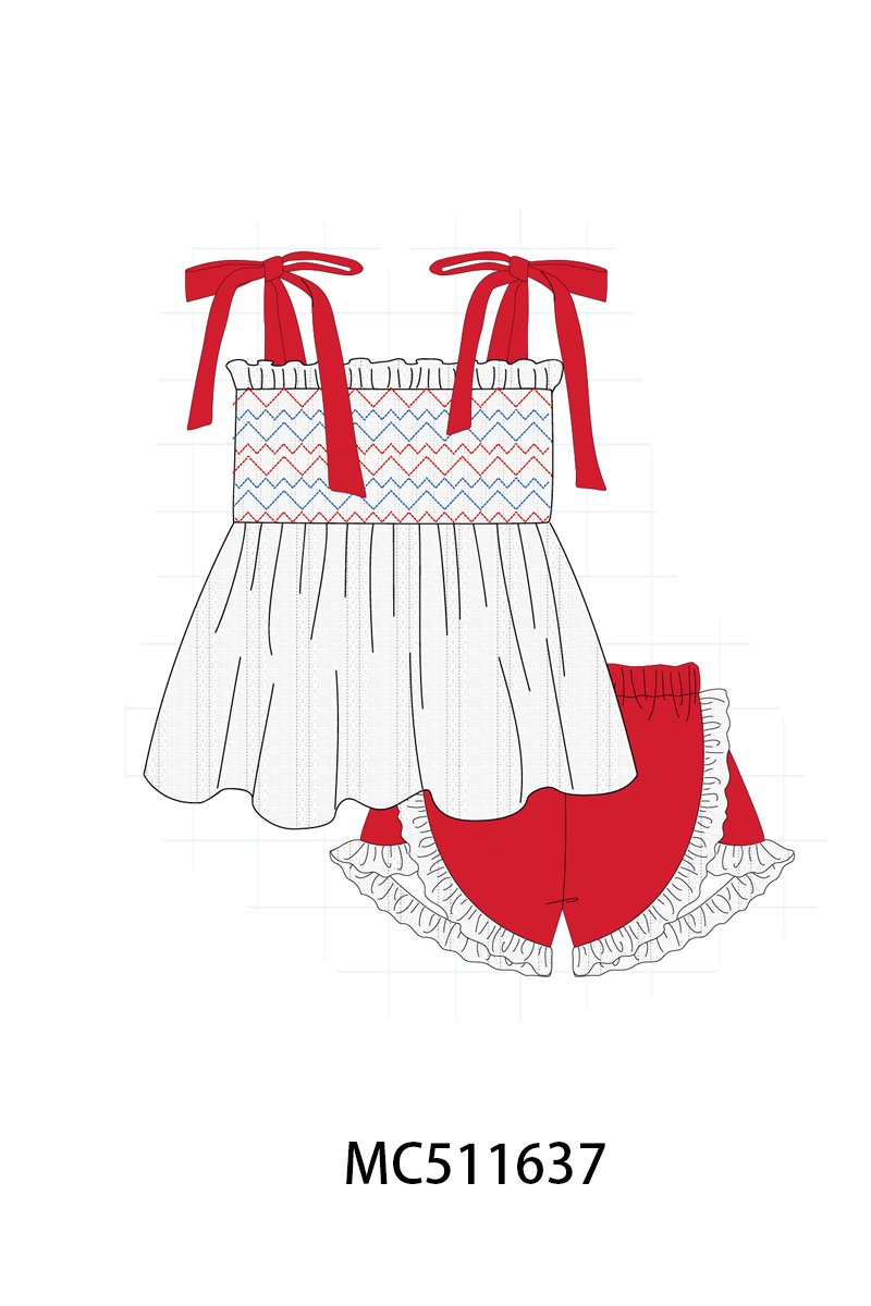 RED SMOCKED JACQUARD COTTON COLLECTION - ETA MAY