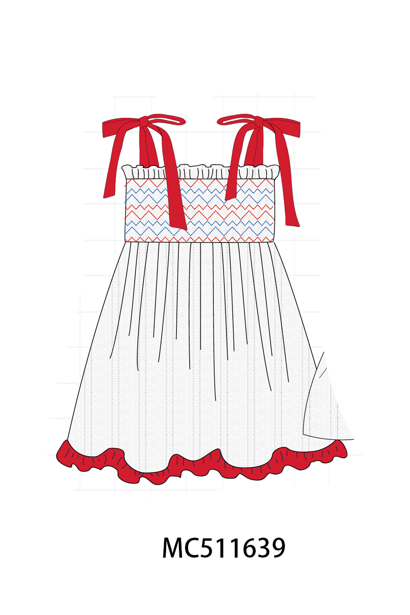 RED SMOCKED JACQUARD COTTON COLLECTION - ETA MAY