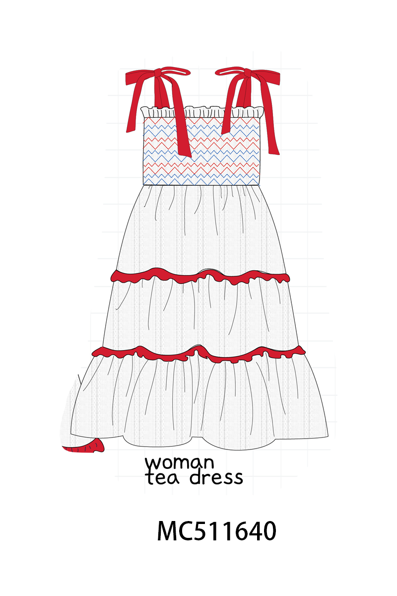 RED SMOCKED JACQUARD COTTON COLLECTION - ETA MAY