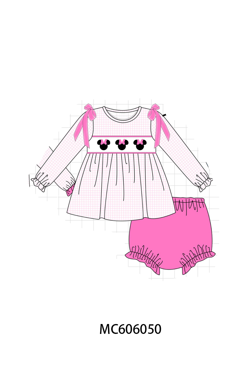 PO95 Pink&blue character embroidery gingham collection