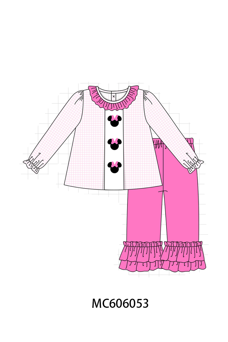 PO95 Pink&blue character embroidery gingham collection