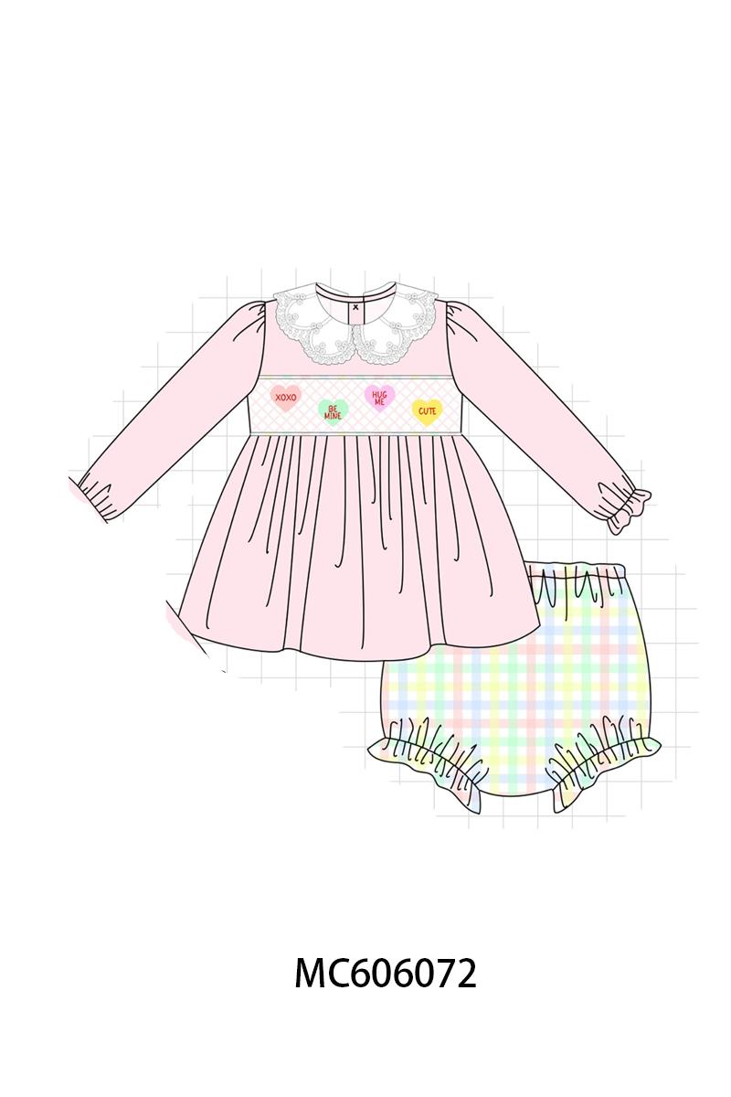 PO95 Pink heart smocked plaid collection