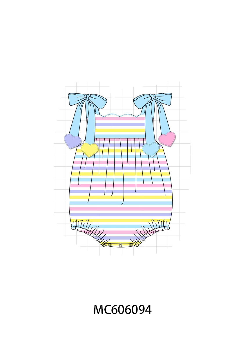 PO95 Rainbow stripe valentine heart applique collection