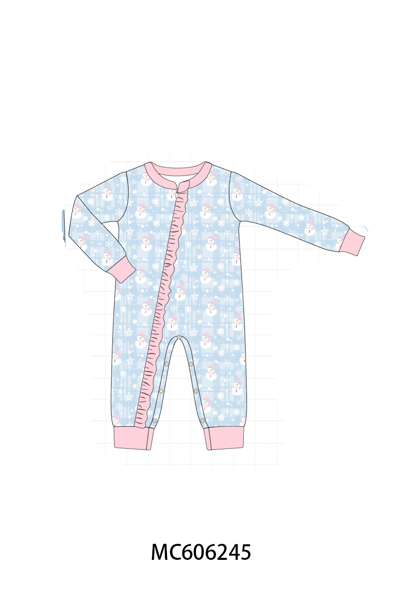PO95 Blue snowman print pajama collection