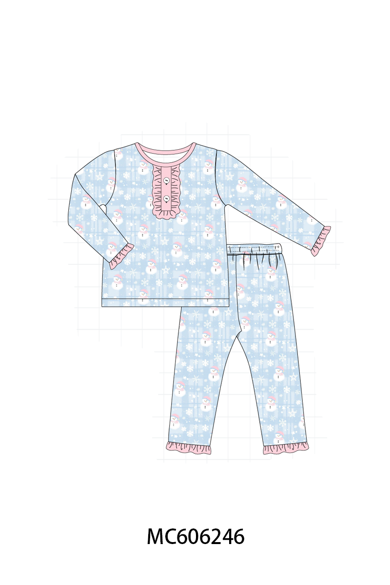 PO95 Blue snowman print pajama collection