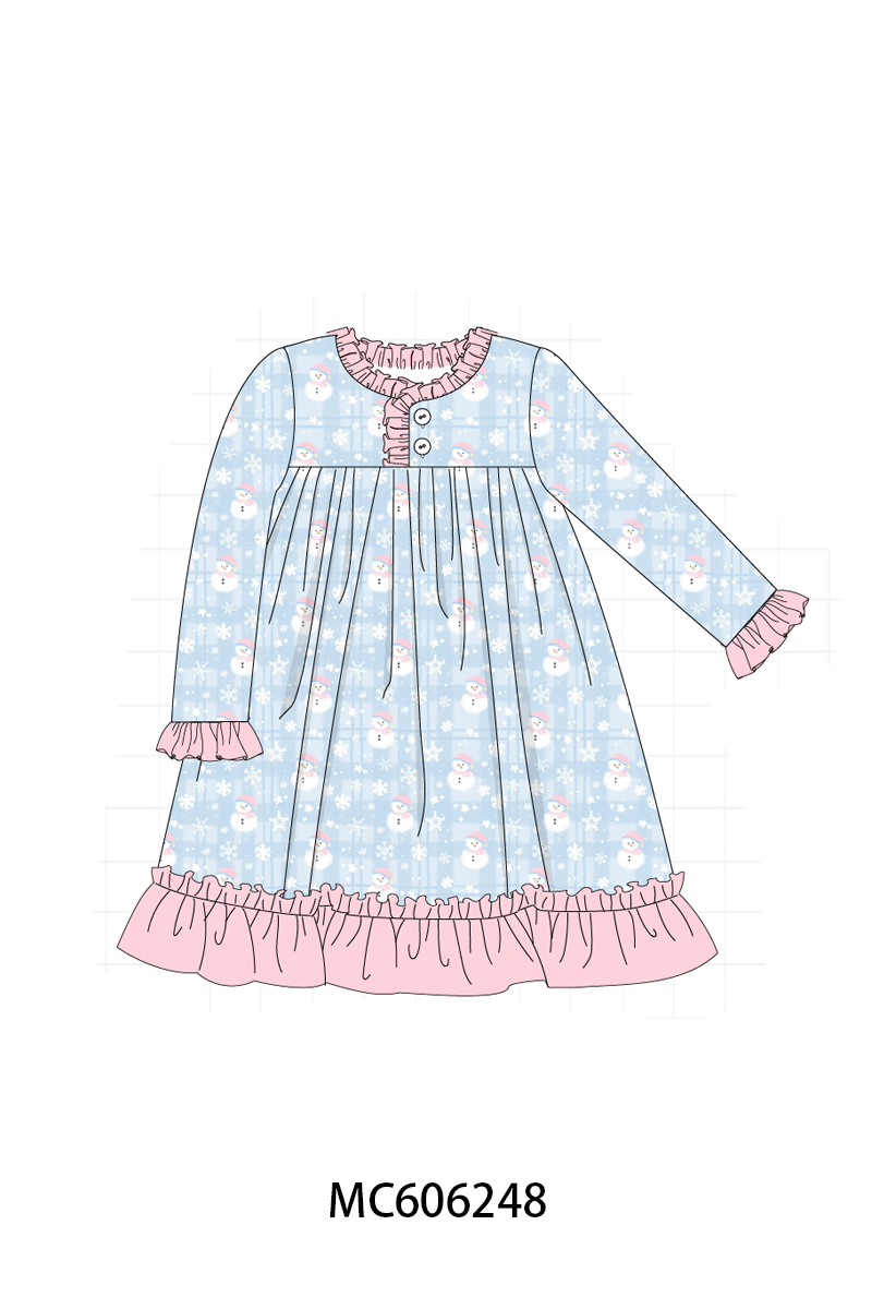 PO95 Blue snowman print pajama collection