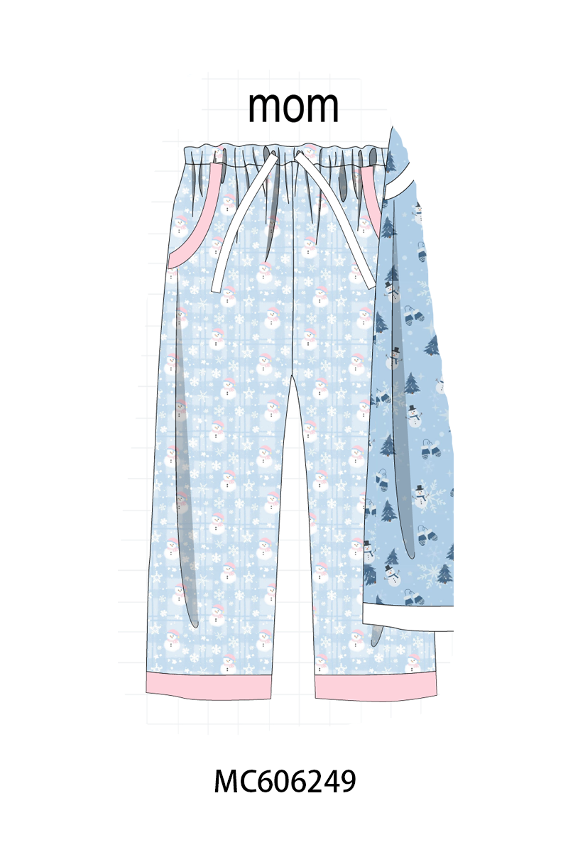 PO95 Blue snowman print pajama collection