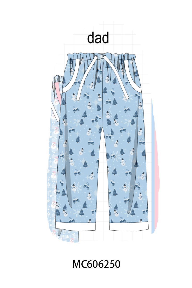PO95 Blue snowman print pajama collection