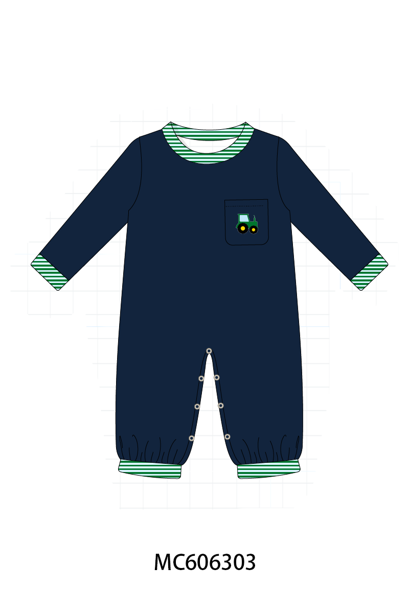 PO95 Navy tractor embroidery stripe collection
