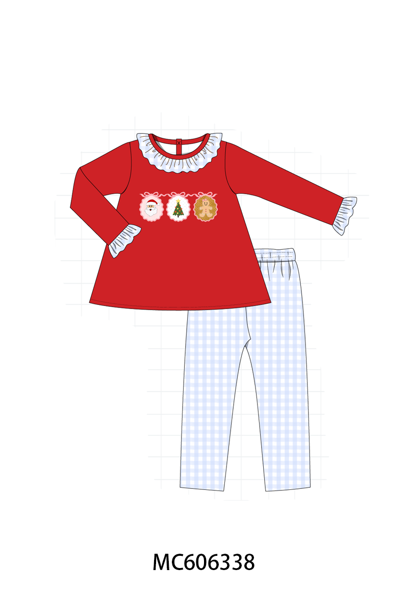PO95 Red christmas santa tree gingerbread applique collection