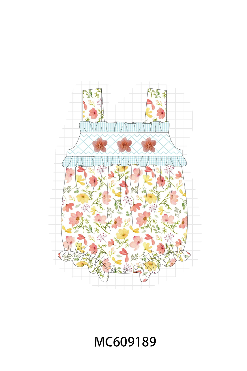 BLUE FLORAL 3D SMOCKED-ETA LATE FEB