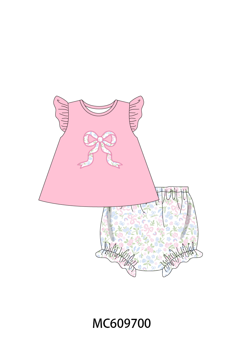 PINK BOW APPLIQUE FLORAL-ETA MARCH