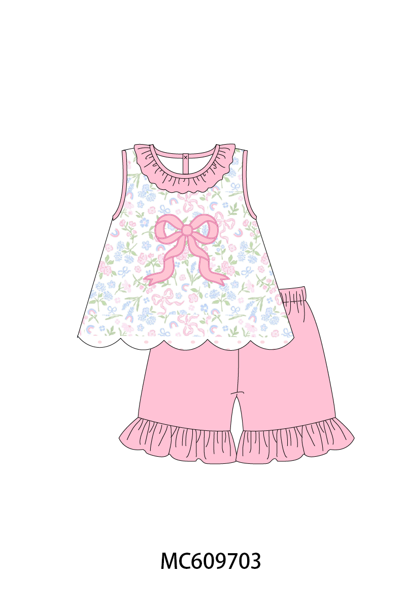 PINK BOW APPLIQUE FLORAL-ETA MARCH
