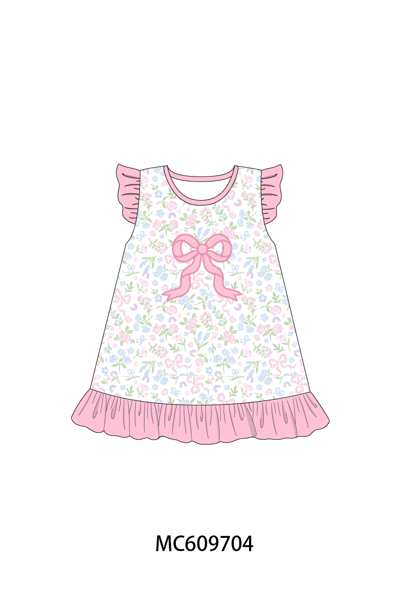 PINK BOW APPLIQUE FLORAL-ETA MARCH