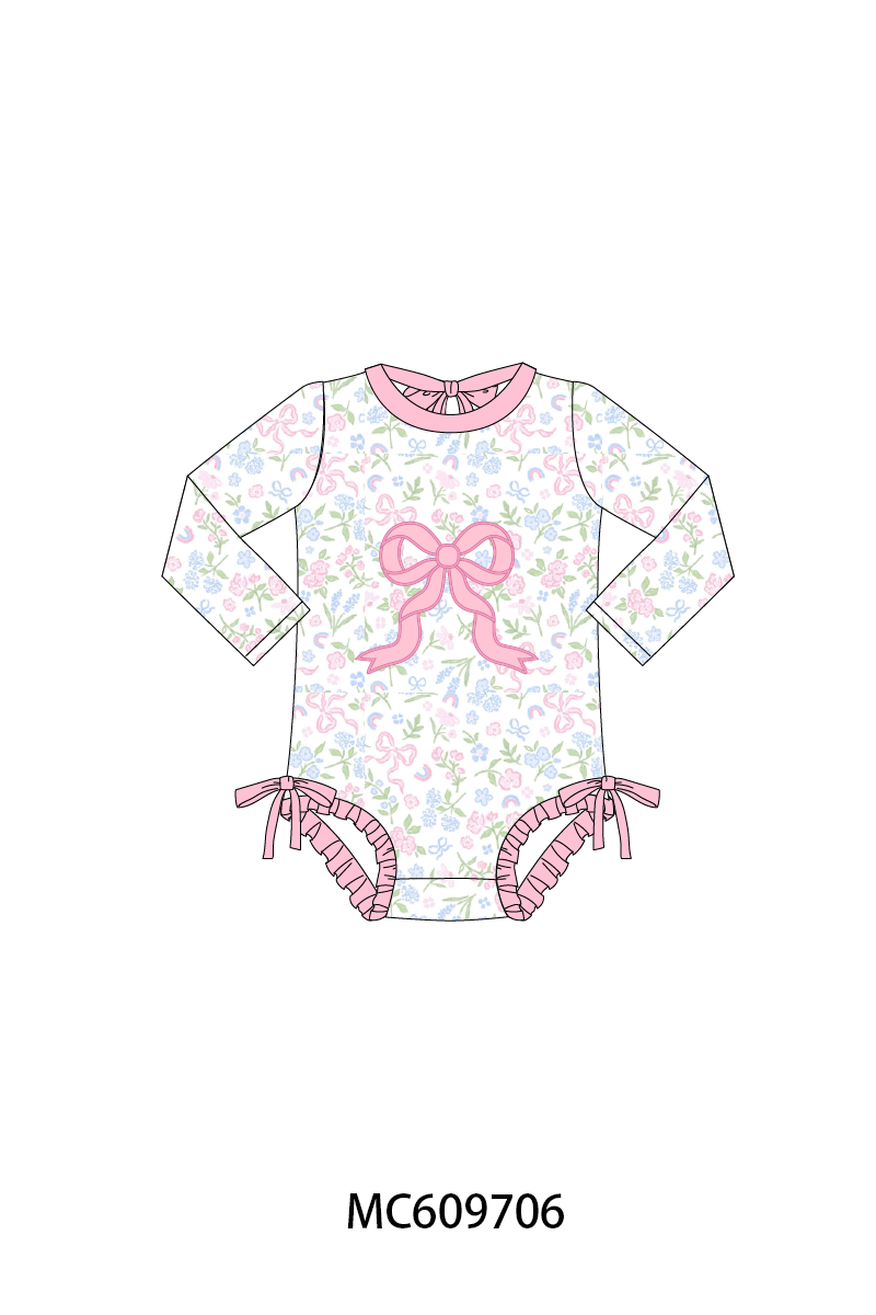 PINK BOW APPLIQUE FLORAL-ETA MARCH