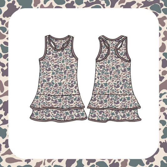CAMO TENNIS DRESS (SHIPS TO SSS LATE AUGUST)