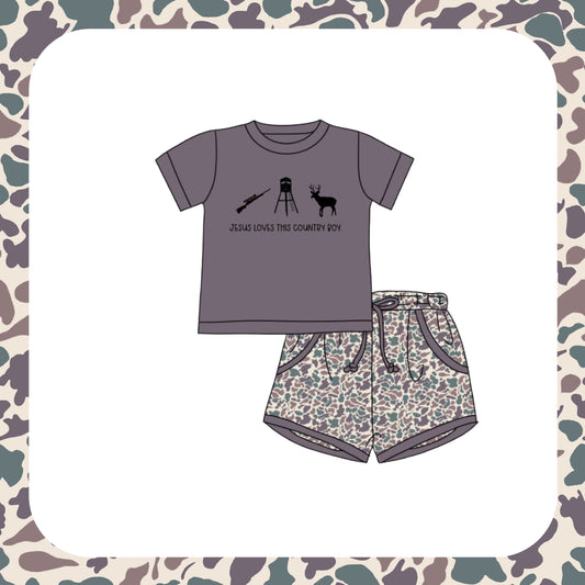 BOYS JESUS LOVES COUNTRY SHORT SET(SHIPS TO SSS LATE AUGUST)