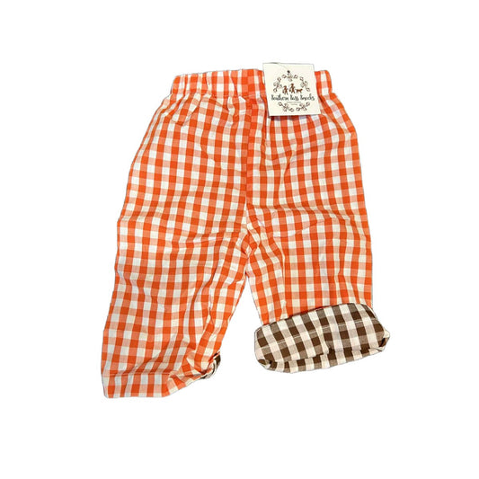 9M BROWN/ORANGE GINGHAM REVERSIBLE PANTS