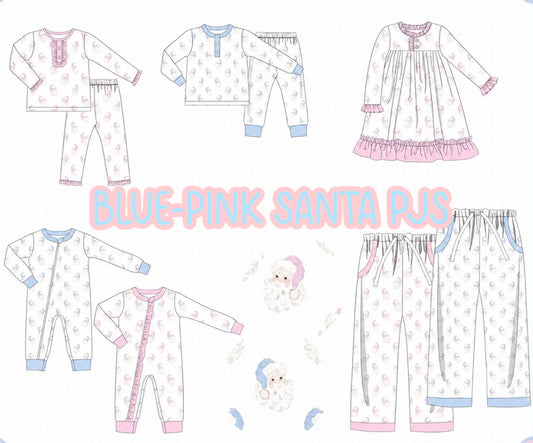 BLUE/PINK SANTA PRINT PJS-ETA NOV