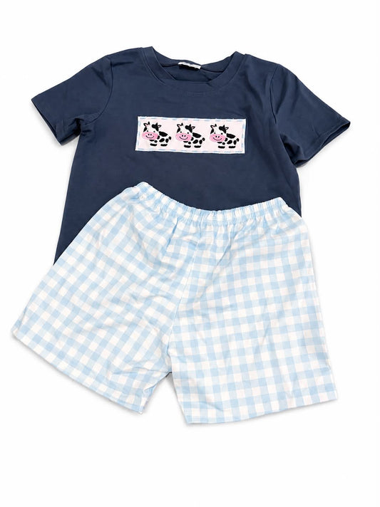 4T BOYS COW SHORT SET