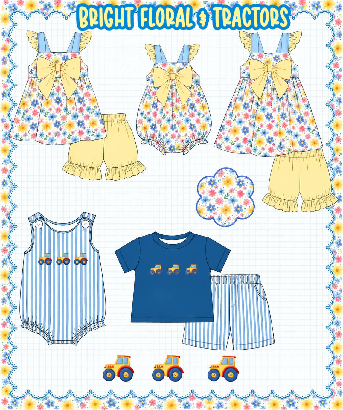 BRIGHT FLORAL & TRACTORS-ETA APRIL