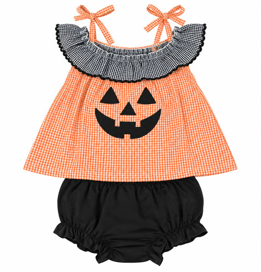 2T ORANGE/BLACK PUMPKIN FACE SET