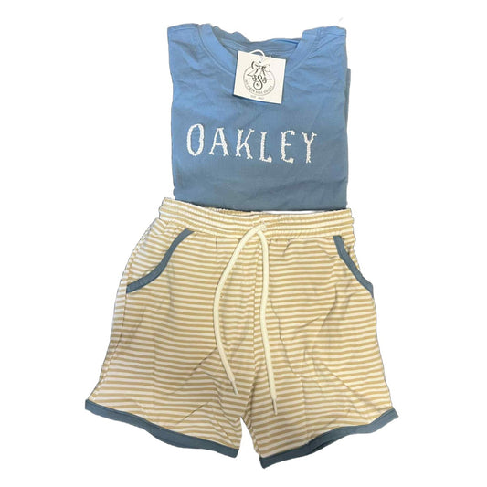 4T "OAKLEY" FRENCH KNOT SHORT SET