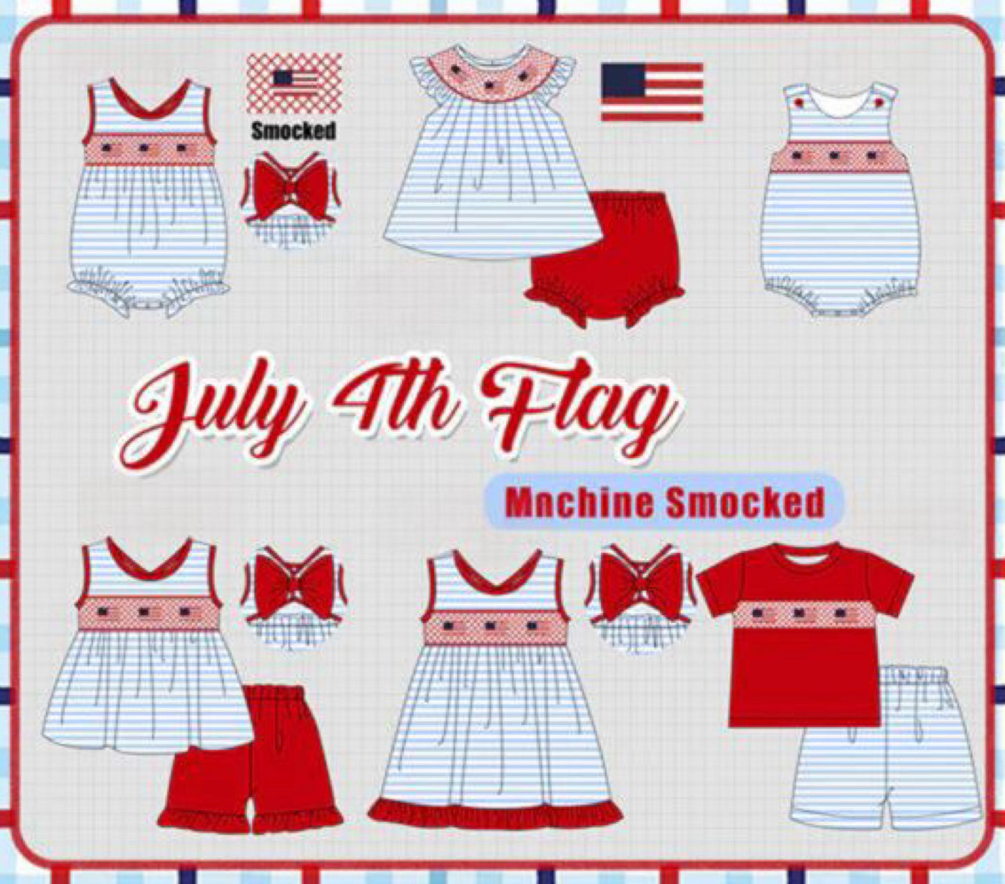 JULY 4TH FLAG MACHINE SMOCKS COLLECTION - ETA MAY