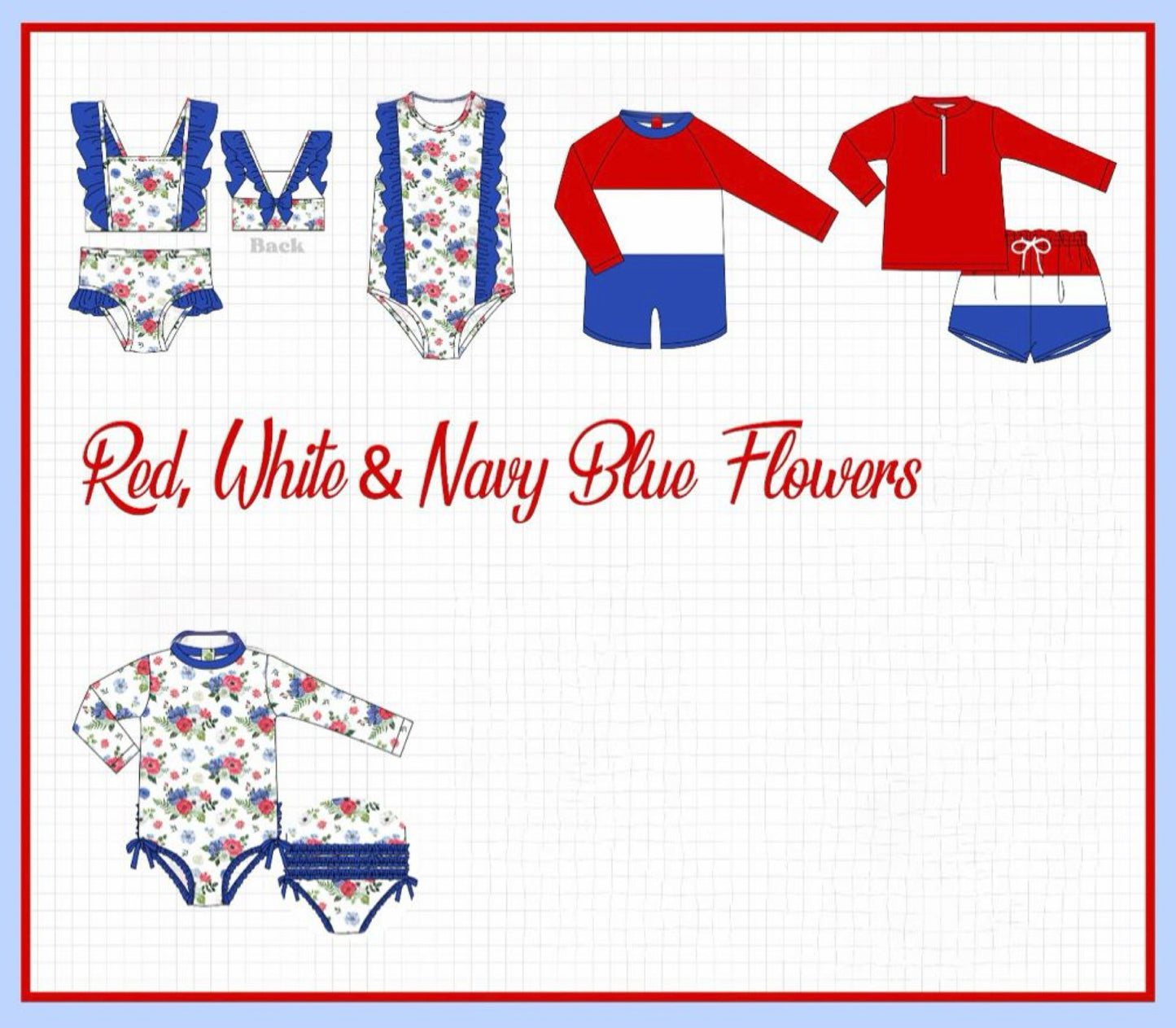 RED, WHITE, & NAVY BLUE FLOWERS COLLECTION - ETA MAY